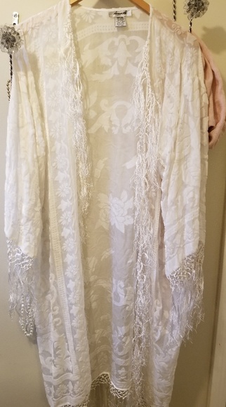 Sweaters - White Lace Kimono NWOT